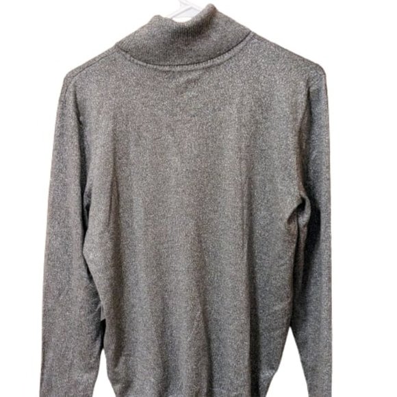 Calvin Klein Sparkly Glitter Silver Women's Turtleneck Sweater Size Large NWT - Picture 2 of 8